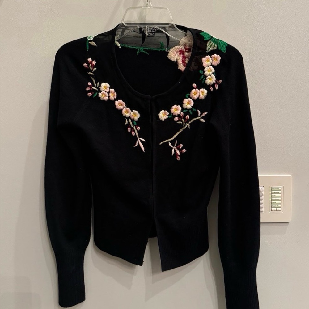 Vintage Betsy Johnson Embroidered Cardigan
